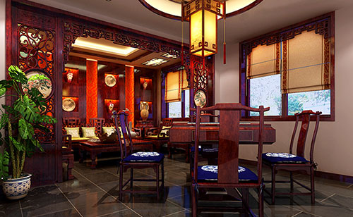 海南古典中式风格茶楼包间设计装修效果图
